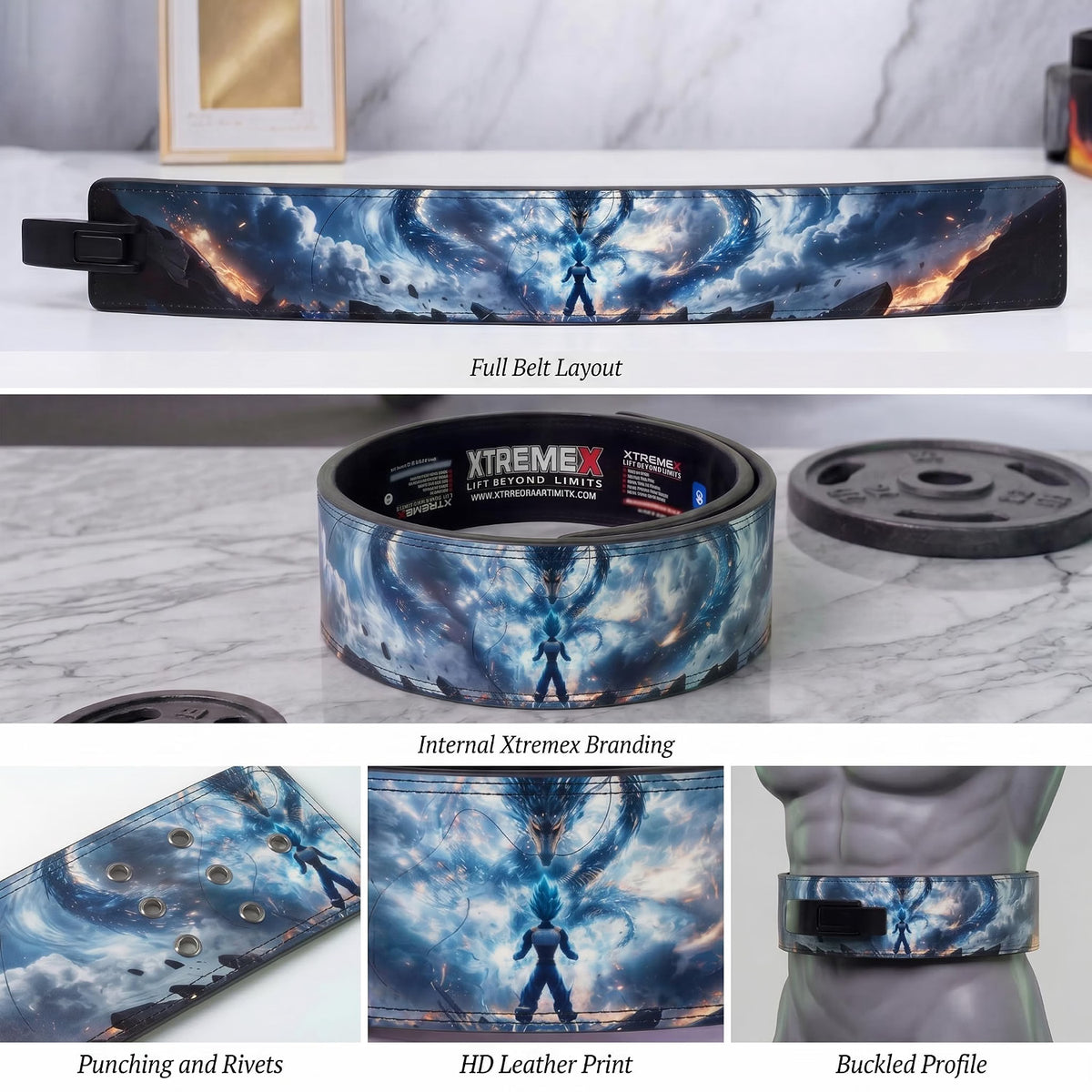 13mm Storm Dragon Weightlifting Lever Belt (Blue, M)