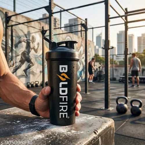 Boldfire Gym Combo Set – Waterproof Sports Bag with Shoulder Strap, Wrist Support Straps & 700ML Protein Shaker Bottle for Gym, Workout & Travel
